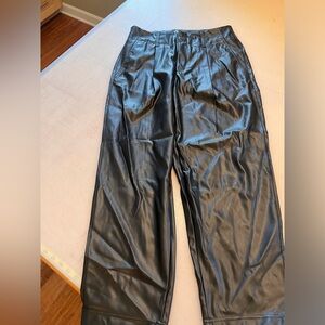 Pleather zip front long pants